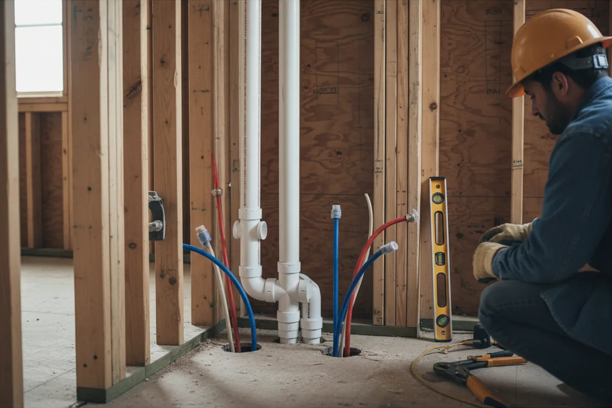 Drain and supply rough-in during Leak Detection in Silver Creek